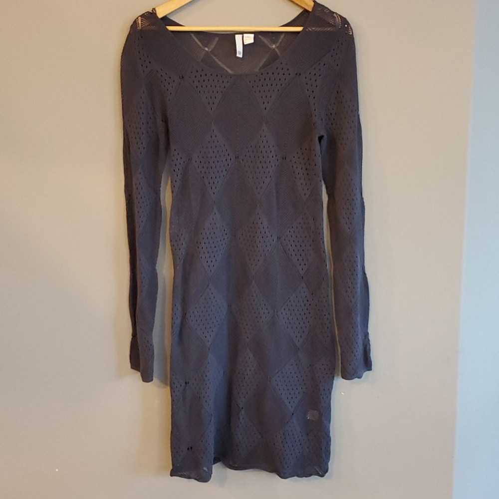 Element grey crochet style sweater dress